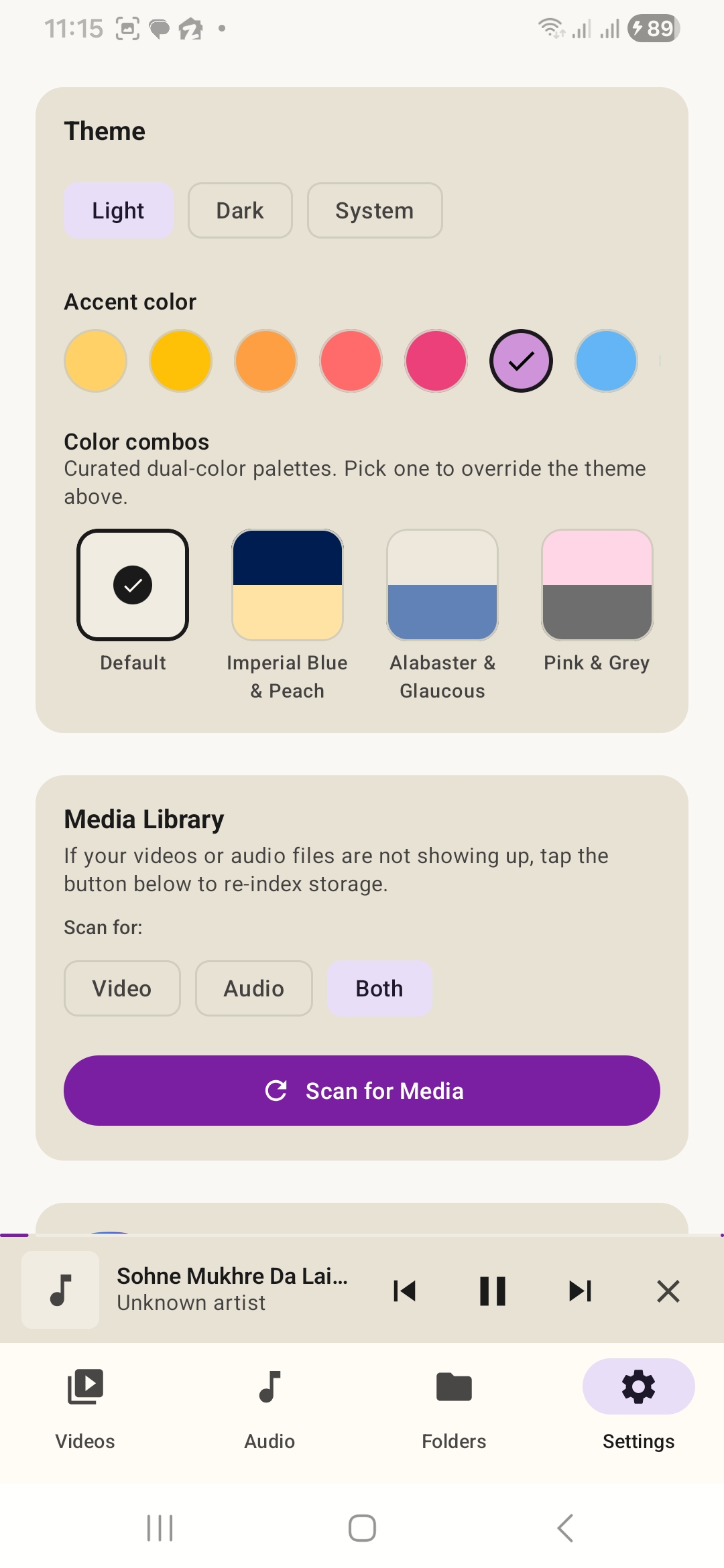 XiPlayer theme settings